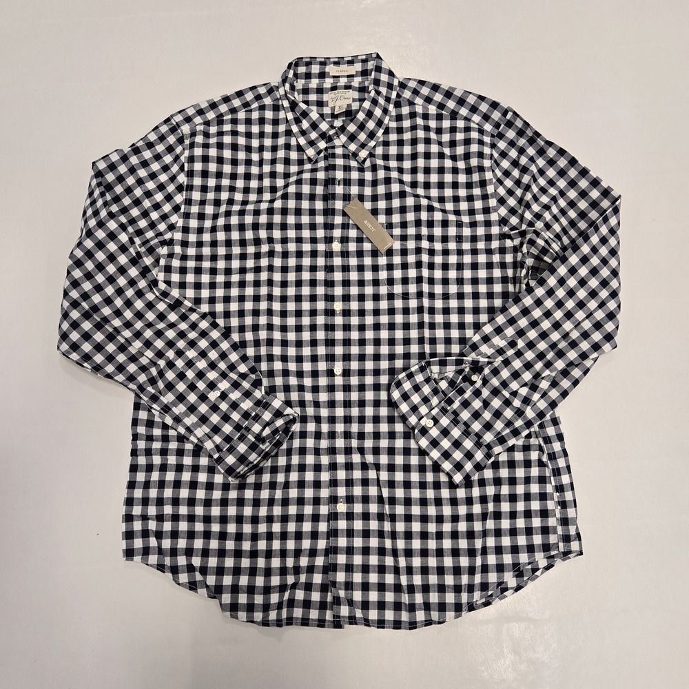 J Crew Check Plaid Button Down Shirt Mens XL Secret Wash Organic‎ Cotton NWT